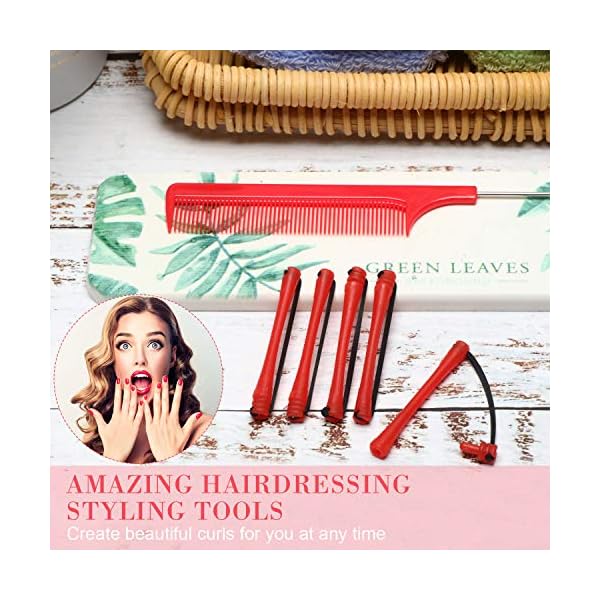 60-Pieces-Hair-Perm-Rods-Short-Cold-Wave-Rods-Plastic-Perming-Rods-Hair-Curling-Rollers-Curlers-with-Steel-Pintail-Comb-Rat-Tail-Comb-for-Hairdressing-Styling-Supplies-Red02-Inch 60 Pieces Short Hair Perm Rods Cold Wave Rods Plastic Perming Rods Hair Curling Rollers Curlers with Steel Pintail Comb…