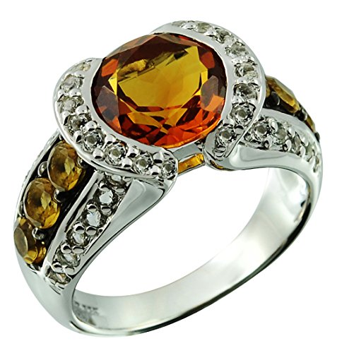 5.06 carats golden citrine with white topaz rhodium-plated sterli…