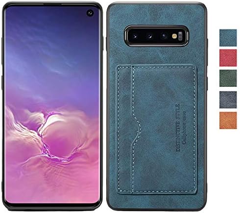 Samsung Galaxy S10 Plus Leather Case, S10 Plus Slim Wallet Case, Leather Back Cover Case,Credit Card Slot Design, Durable Protective Case for Samsung S10+ Blue