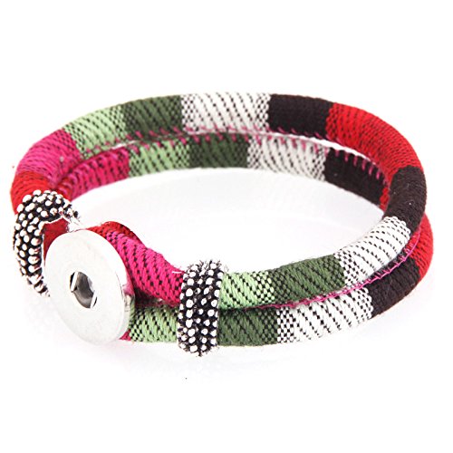 Pack of 10 Multicolors Artificial Leather 21cm Snap Bracelets for 5.5mm DIY Snaps 18mm-20mm Snap Button Charms