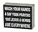 Primitives by Kathy Pinstripe Trimmed Box Sign, 5 x 4-Inches, Jesus & Germs primary