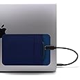 Afterplug 2-Pocket Adhesive Pouch for Laptop, Compatible with External Portable SSD, Magic Mouse, USB Cable and More - Blue