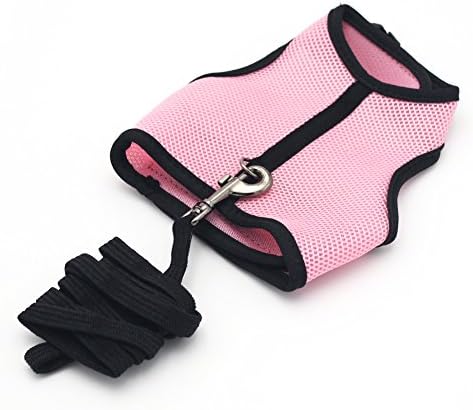 Pawstrip Harness with Leash for Rabbits Rats and Guinea Pigs,Small Animal Harness set (Pink,S)