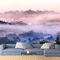Wall Mural Nature Scenery with Fog in The Forest Removable Self-Adhesive Wallpaper Wall Decoration for Bedroom Living Room - 66x96 inches