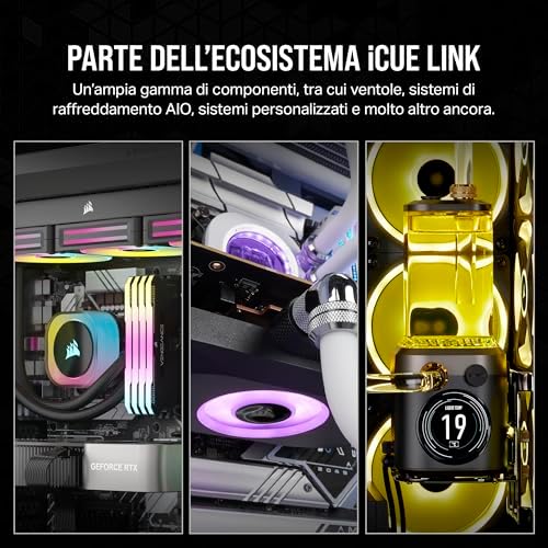 iCUE Link QX120 RGB Cupola Magnetica da 120 mm Ventole - Tripla Ventole Starter Kit con iCUE Link System Hub - Nero