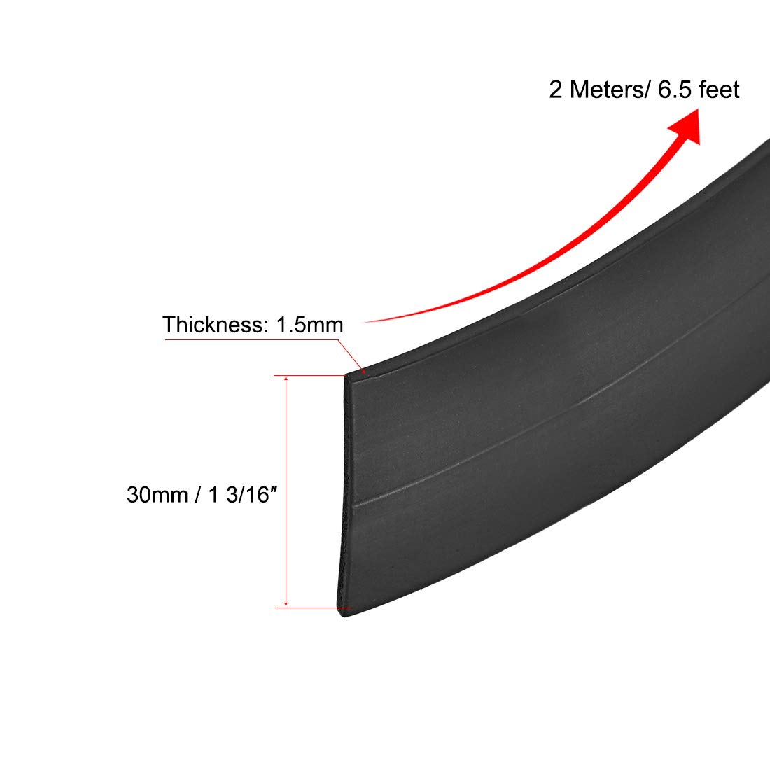 sourcing map Black Magnetic Strip for Crafts 1 3/16 Inch x 6.5 Feet x 1/16 Inch, 30mm x 1.5mm - Image 3