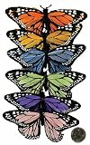 Realistic Looking Artificial Assorted Color Monarch Feather Butterflies - Pkg of 6
