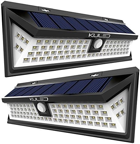 Solar Lights Outdoor 80 LED, Super Bright Wide Angle Solar Powered Light, Wireless Security Waterproof Wall Lights for Garage Patio Garden Driveway Yard RV KULED K780 (80LEDs 2pack)