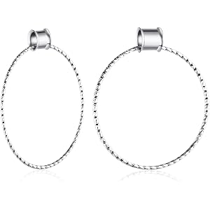 Aienid Large Hoop Ear Gauges Stainless Steel Double Flared Tunnels Plugs for Women 6mm-20mm Body Piercing Jewelry