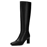 Athlefit Black Knee High Boots for Women Wide Calf