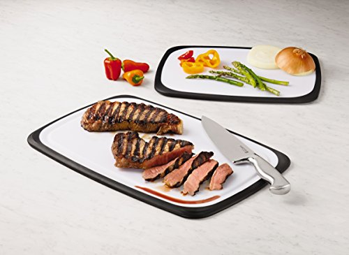 Sabatier 5172588 3-Piece All-Purpose Non-Slip Plastic Cutting Board Set, Assorted Sizes, White/Black
