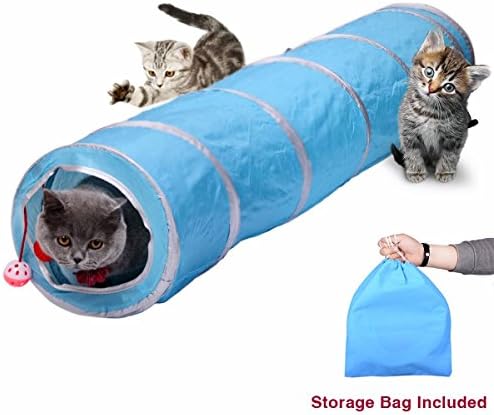 Collapsible Cat Tunnel Play Toy  for Pet Fun ,Toal  47.2 Inch with  Peek Hole and Storage Bag