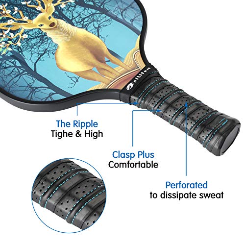 Osilifen Pickleball Paddle Graphite Pickleball Racket with Graphite Carbon Fiber Face, Polypropylene Honeycomb Core, Ultra Cushion, Lightweight 7.9OZ with Cover, Ideal for Beginners Christmas elk