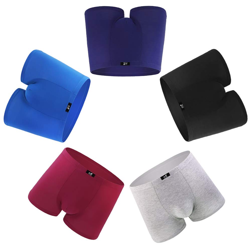SLJ Boxer Briefs for Men 5-Pack Mens Stretch Underwear Short Leg Trunks Multipack No Fly XS-L