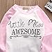 Baby Girl 3pcs Outfit Set Letter Print Long Sleeve Top+Retro Long Pants+Headband (3-4T, White)