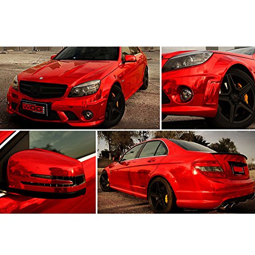 Car High Glossy Wrap Film, 152 x 50cm Air Release Waterproof Vehicle Sticker Decal Sheet for Car Laptop Motor Home Decoration (Red+High Glossy Film)