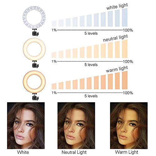6 Zoll LED Ringlicht mit Stativ Ständer, Dimmbarer Ringleuchte mit 127CM Einstellbarem Stickständer Selfie Livestream… – Bild 3