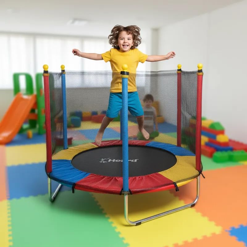 Cama Elástica Pula Pula Infantil Trampolim 1,4m Lona de Salto Preta Proteção de Molas Colorida Para Área Interna e Externa Henri Trampolim