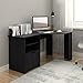WLIVE Corner Computer Desk with Bookshelves and File Cabinet L-Shaped Desk in Black