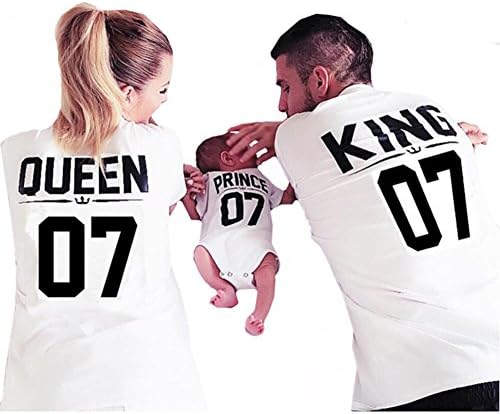 Family Clothes Matching - King Queen 07 Cotton T-Shirt Printed Funny Tops, 1 Pcs