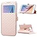 SailsON Samsung Galaxy S6 Case Leather Wallet PU Case Flip Cover Built-in Card Slots View Window Stand Holder Function Phone Protective For Samsung Galaxy S VI, Gold