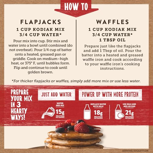 KODIAK, POWER CAKES FLAPJACK AND WAFFLE MIX, 20 OUNCE