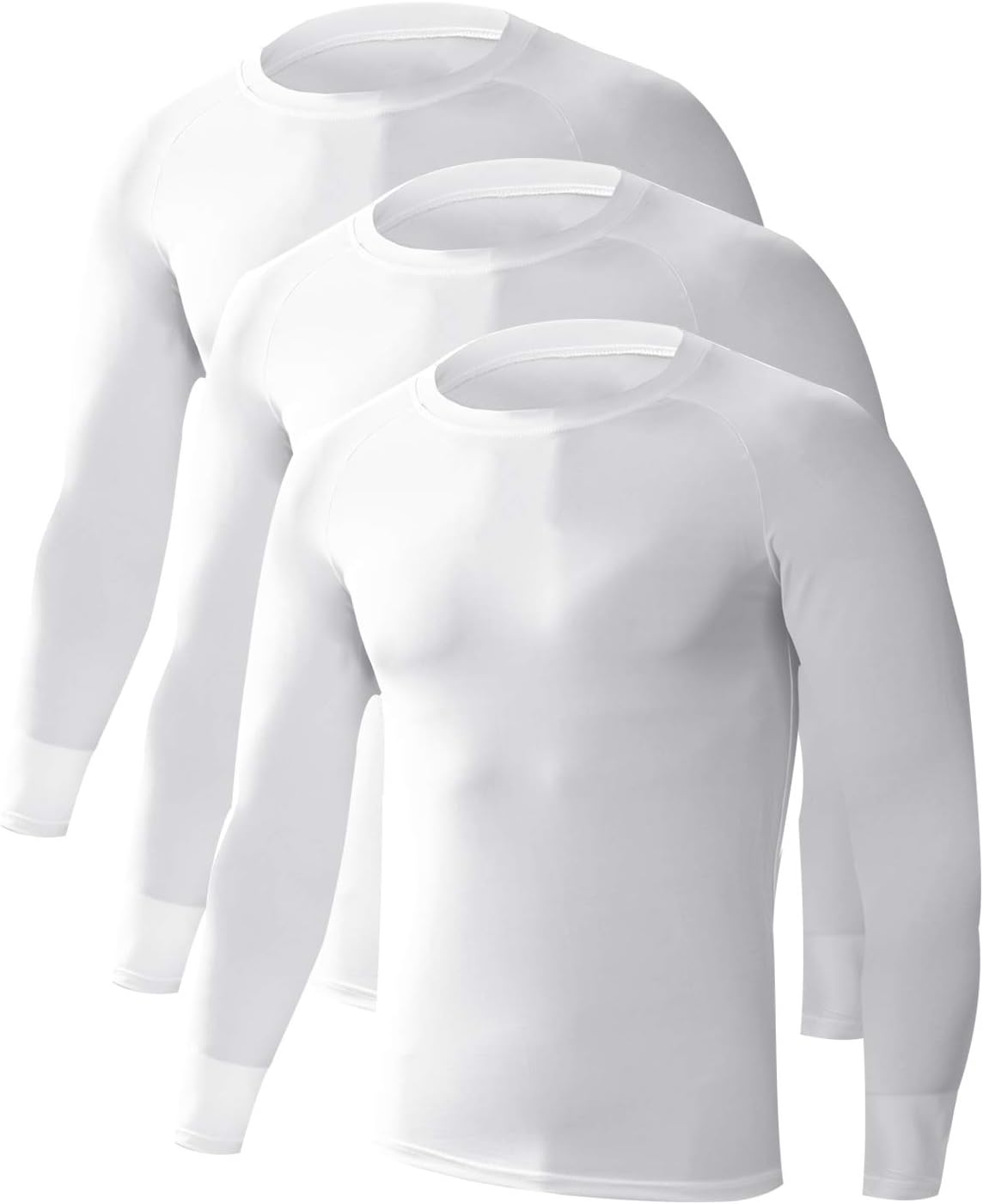 LNJLVI Men's 3 Pack Athletic Compression Shirts Base Layer Long Sleeve T-Shirts