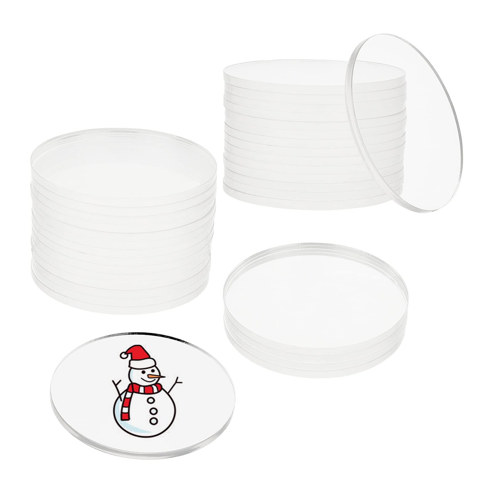 NBEADS 20 Pcs Clear Acrylic Sheets, 7.6x0.4cm Acrylic Circles Round Acrylic Blanks Sheets Sign Acrylic Panels for DIY Projects and Crafts Keychain Pendants