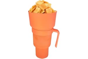 2 in 1 Cup With Snack Bowl on Top - Portable Drink Bowl With Lid and Straw, Splash Proof Leakproof for Adults, Kids, Journey,