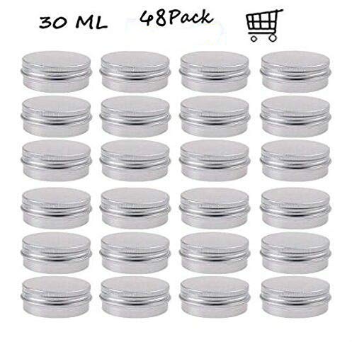 48 Pcs 1 Oz Tins Silver Aluminum Tins Cans Screw Top Round Steel tins Cans with Screw Lid Screw Lid Containers - Thumbnail 5