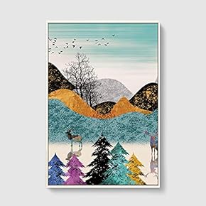 Framed Canvas Home Artwork Decoration Abstract Scenery Canvas Wall Art for Living Room, Bedroom - 16x24 inches