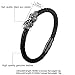 U7 Black Skull Bracelet Men Punk Biker Surfer Bracelets Black Metal Plated Stainless Steel Clasp Braided Leather Surfer Bracelet for Men, 8.3