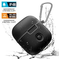 AddAcc AirPods Waterproof Case Protective Cover, Shockproof TPU Skin AirPods Case with Keychain, Dust Resistent AirPods Charging Case Compatible for Apple AirPods-Black