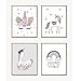 Unicorn Art Print Set Of 4 (10”X8”）Rainbow Art Painting Unicorn Gift For Girls,Canvas Painting Posters And Prints Wall Pictures For Kids Room Home Decor,No Frame