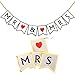 Wedding Decorations, Vintage Mr And Mrs Banner, Just Married Bunting Style Photo Booth Props, Rustic Bridal Shower Anniversary Party Supplies Mr. & Mrs. Bride Garland Table Centerpiece Flags Signs