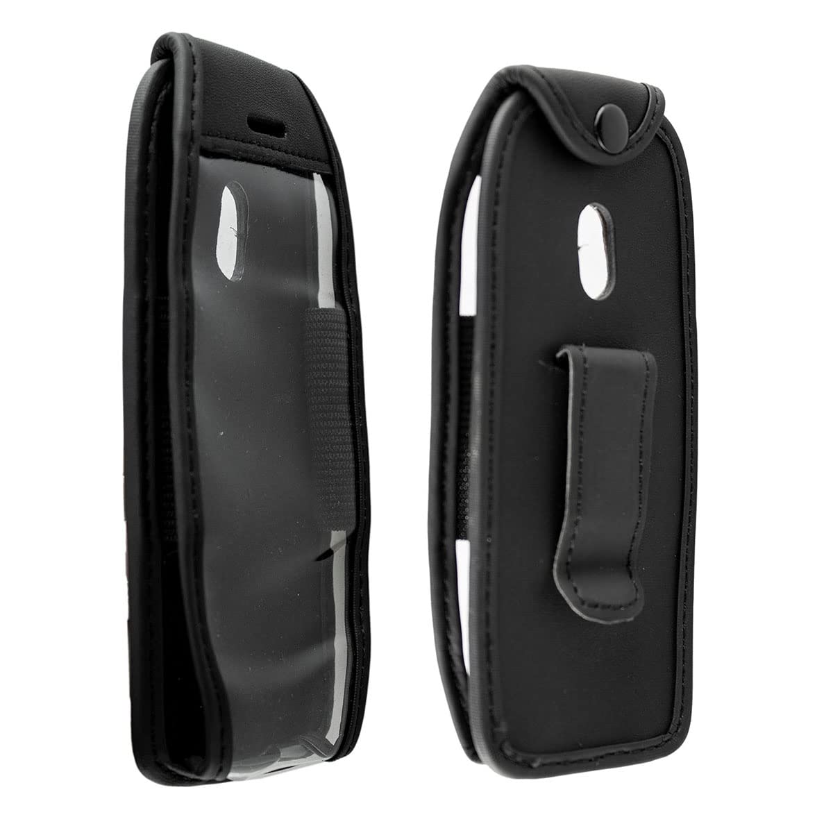 caseroxx Leather-Case with belt clip compatible with Nokia 6310 (2021) made from genuine leather, Pouch with belt clip and viewing window in black