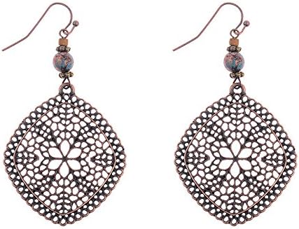 Teniu Vintage Bohemian Dangle Earrings for Women Fashion Hollow Earrings Retro