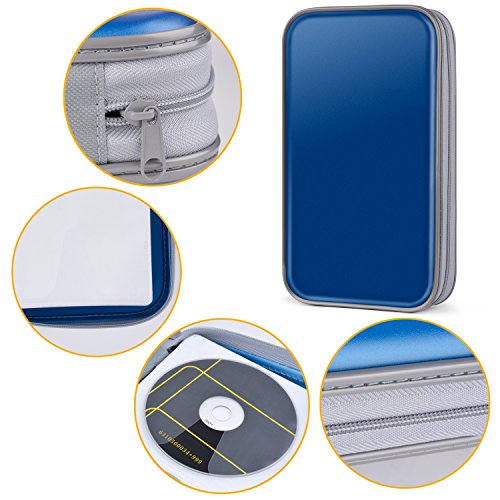 Fanspack CD Case, 80 Capacity DVD Storage DVD Case VCD Wallet Storage Organizer Plastic Protective CD Case Holder (Blue)