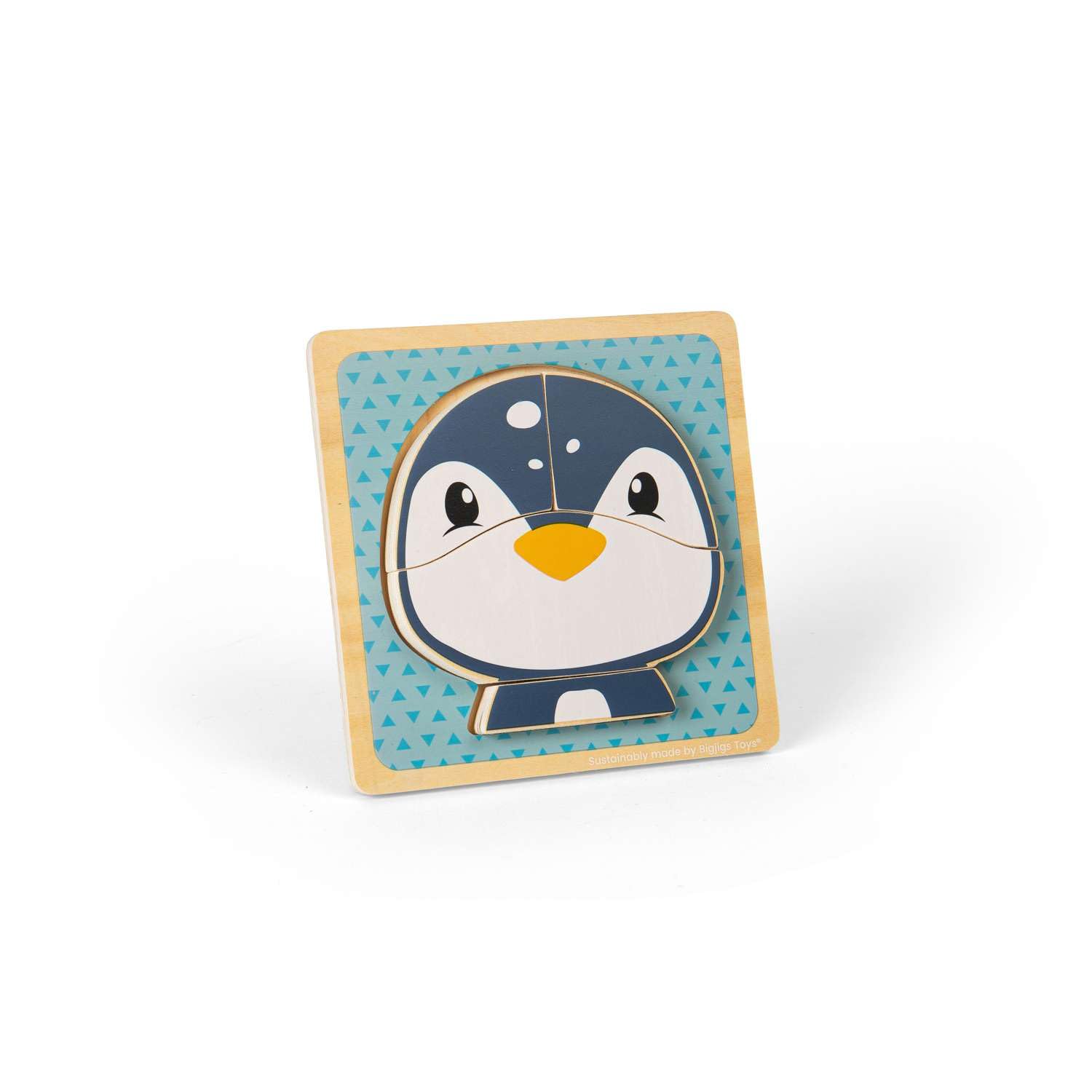 Bigjigs Toys Penguin Chunky Puzzle - 4 Piece Wooden Animal Jigsaw with Tray, Fun Educational Shape Puzzles, Baby & Toddler Montessori Toy, Sustainably Made Gifts For 10 Month Old +