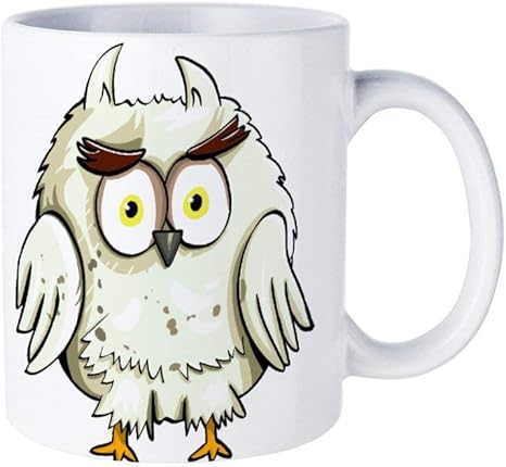 Amazon Co Jp フクロウ鳥の目漫画の良いキャラクターかわいい動物 カラー マグカップ ハンドル おかしいコーヒーマグコーヒーティーカップのユニークな祭り誕生日プレゼント ホーム キッチン