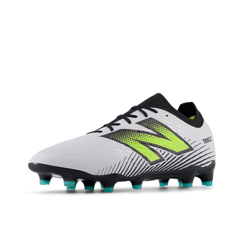 New Balance Unisex Tekela Magia Low Laced Fg V4+ Soccer Shoe, White/Hi-Lite/Black, 4 Wide US Men