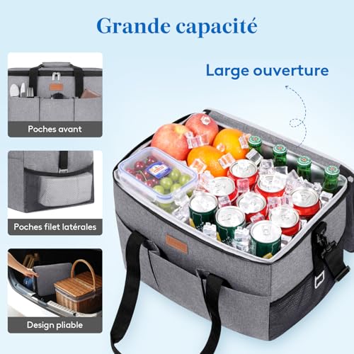 Lifewit Insulated Bag, Portable Isotherm Shopping Bag with 2/3 Front Pockets, Soft Insulated Cooler for Camping, Travel, Shopping, Picnic