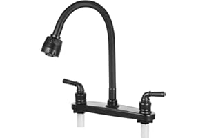 JAKARDA RV Kitchen Faucet Non-Metallic, Flexible Spout for Campers, Motorhomes, Travel Trailers (Black)