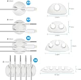 URAQT Cable Clips Holders 30 Pcs Silicone Adhesive Desk Cord Organizer White view 2