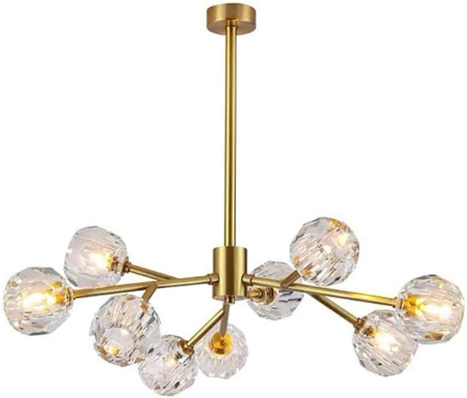 PLLP Sputnik K9 Candelabro de Cristal, 6 Luces de Techo Moderno Nórdico