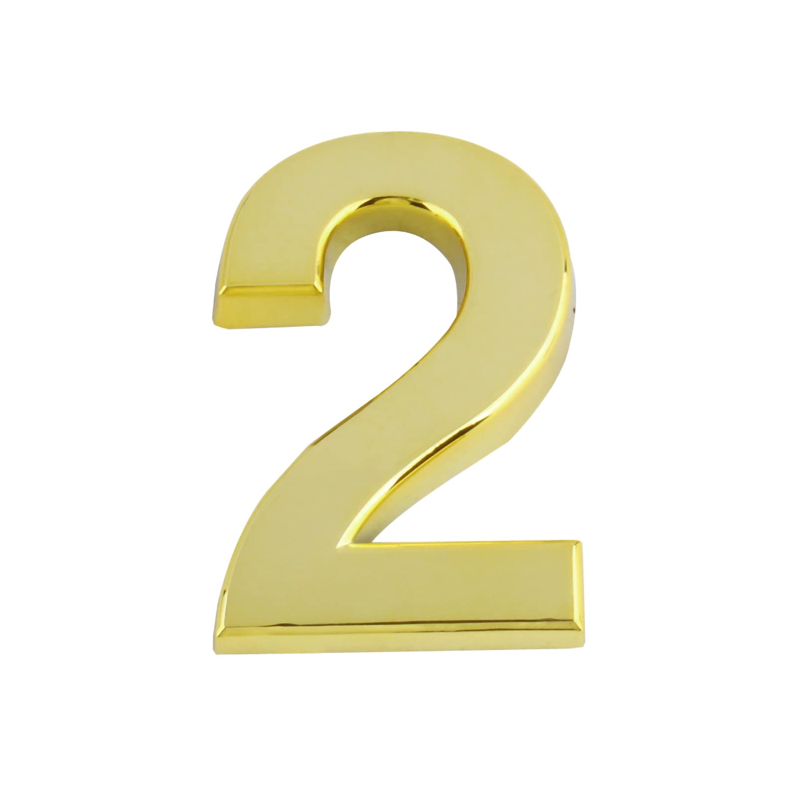 Larcele 1.96inch/50mm Self-stick Modern House Number ABS Address Numbers Gold Mailbox Number 3 Pieces MPH-02(No.2)