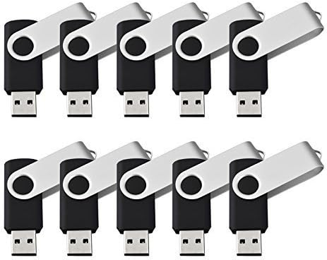 KEXIN 10pcs 1GB USB2.0 Flash Drive Thumb Stick Memory Drive Swivel Pen Drive Black