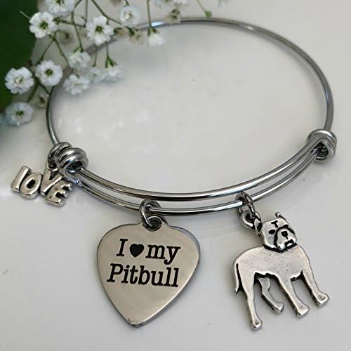 Pitbull Bracelet Three - Charm Bangle for Dog Owners - Pet Themed Jewelry