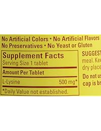 Nature Made tabletas de L-Lisina 500 mg 100 EA