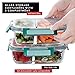 (3 Pack) 2-Compartment Glass Meal Prep Containers Microwavable with Green Airtight Snap-Locking Lids Glass Lunch Containers with NEW DIVIDER SEAL TECHNOLOGY Food Storage Containers BPA Free (36 oz.)